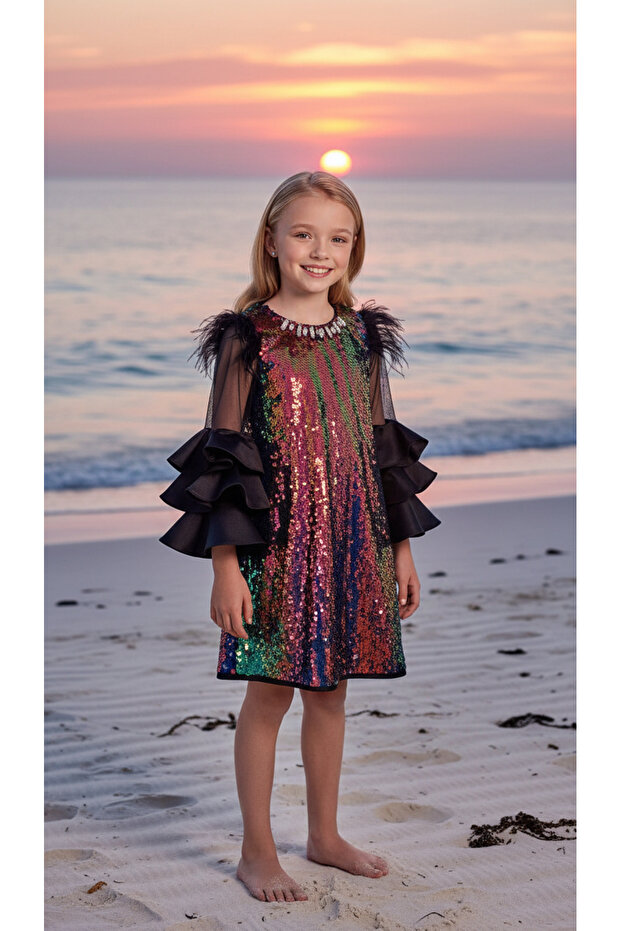 Sequined Girl's Evening Dress