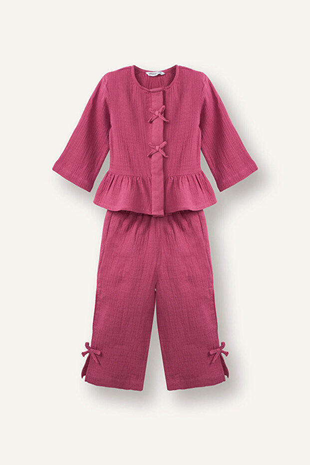 Muslin Dried Rose Baby Girl Top and Bottom Set G8736A5/Br123