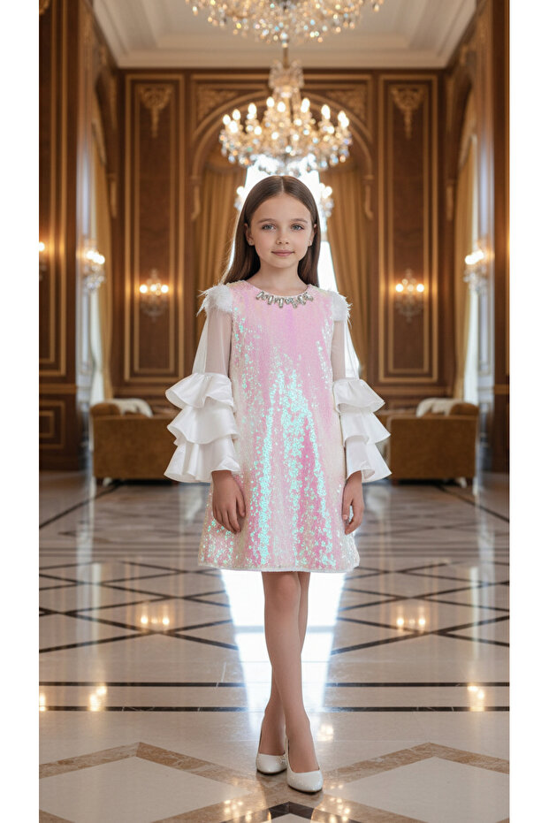 Sequined Girl's Evening Dress