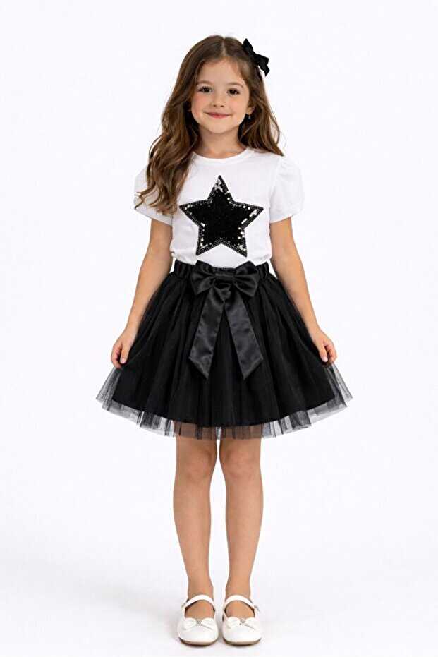 Girl's 23 April 29 October Tutu Skirt & Model T-Shirt Top and Bottom Set Noble