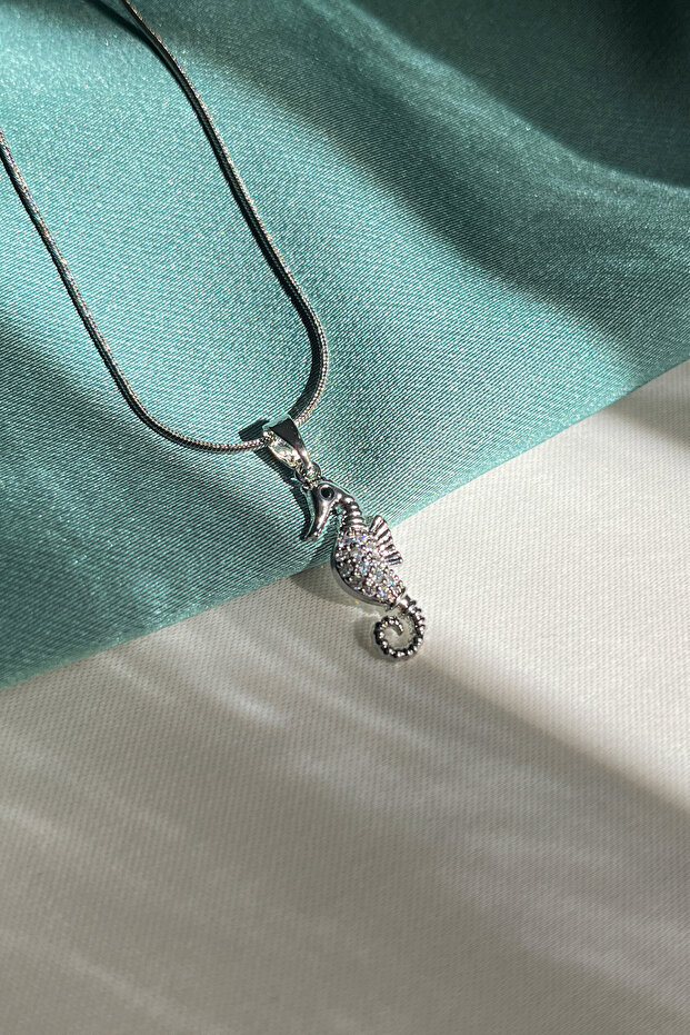 Zircon Stone Sea Horse Necklace