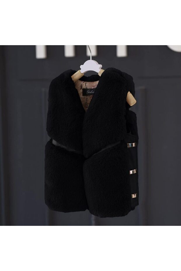 Girl's Cute Fur and Leather Vest Autumn Spring