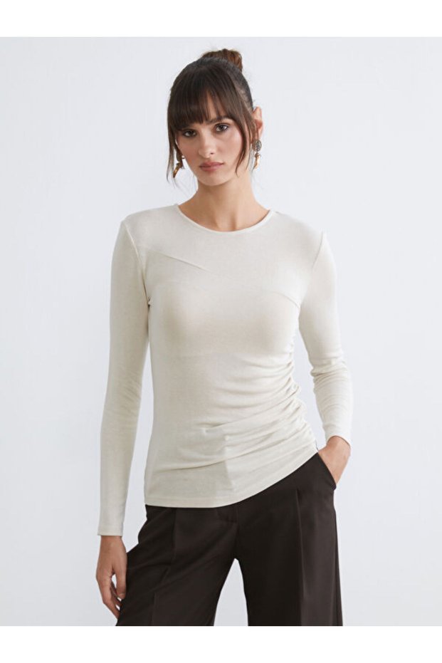 Rmz Gi̇yi̇m Farkiyla Zero Roba Collar Gathered Women's Bodysuit