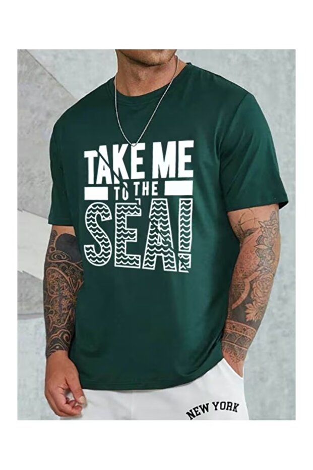 تيشيرت مطبوع برقبة دائرية للجنسين من Take Me
