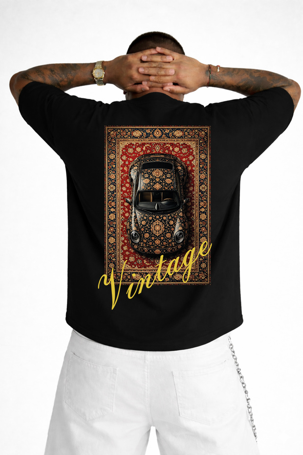 Rug Kilim Rug Patterned Porsch Oversized T-Shirt Retro Design High Quality 100% Cotton