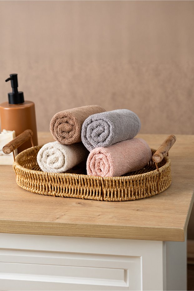 100% Cotton Coresoftair ™ Premium, Extra Soft and Voluminous Hand/Guest Towel Set (4-Piece 33X33 cm)