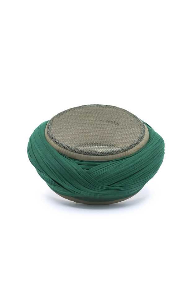 Mesh Sarık - Green Fabric - Green Skullcap - Crossed Wrap - Mesh - 7 Meters