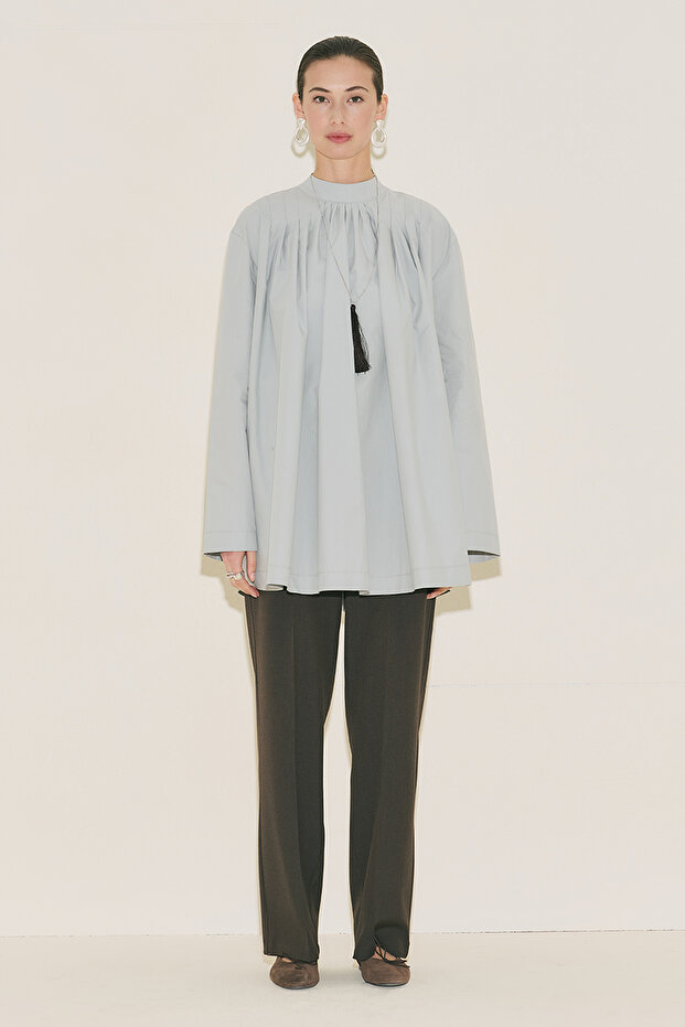 PLİSELİ TUNİK MAVİ - 3