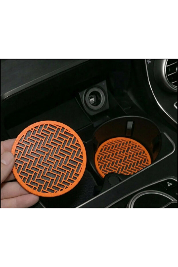 Zigzag Patterned orange cup holder 2 pieces