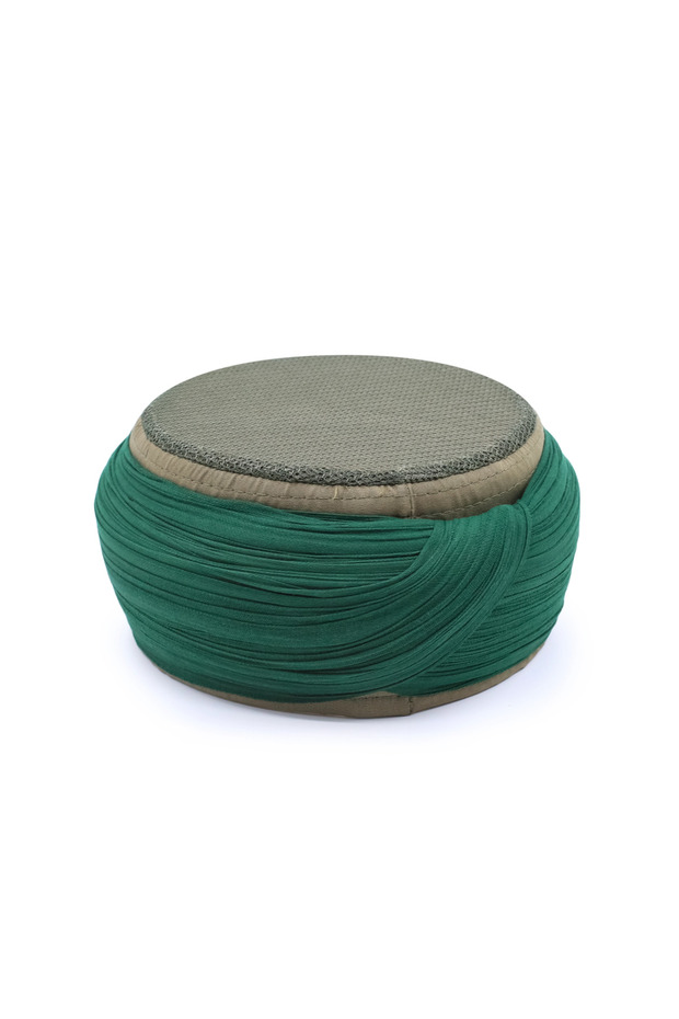 Mesh Sarık - Green Fabric - Green Skullcap - Round Wrap - Mesh - 5 Meters