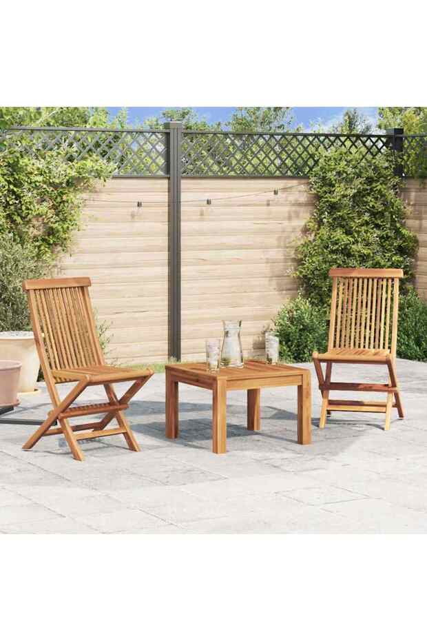 Folding Garden Chairs 2 pcs Solid Teak Wood