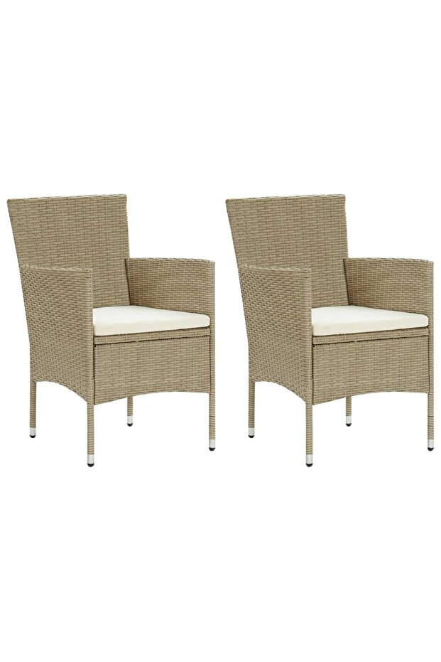 Garden Dining Chairs 2 pcs Poly Rattan Beige