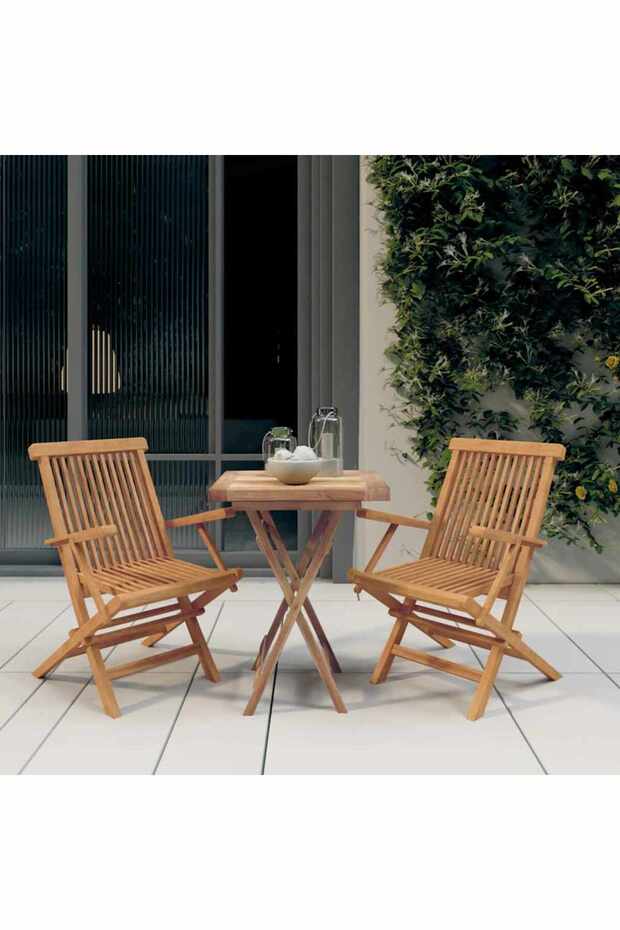 3 Piece Garden Dining Set Solid Wood Teak