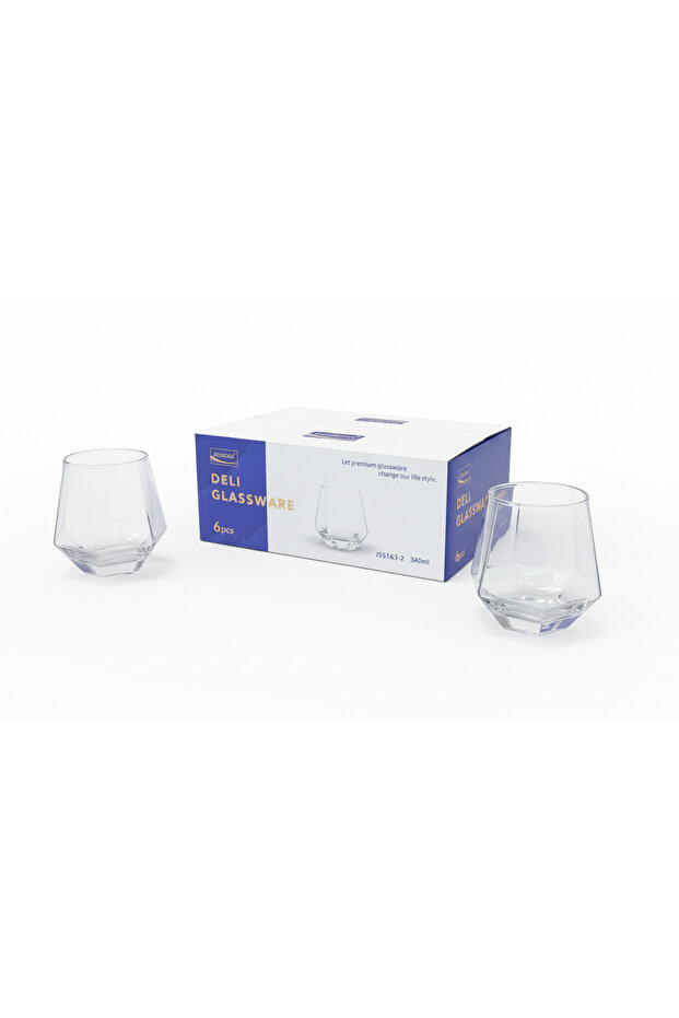 Glass Tumbler 340ML 6 Pieces Set Modern Clear Drinking Glasses Durable Beverage Cups