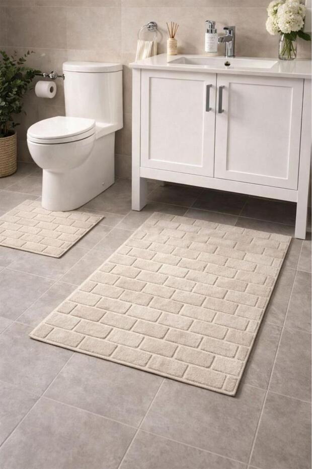 Kalebodur Cotton Pieces of 2 Pieces Bath Mat Beige
