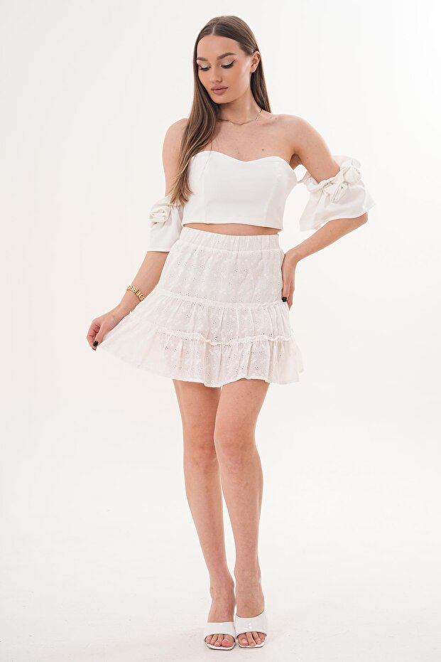 Women's Embroidered Layered Short Skirt 260245 -