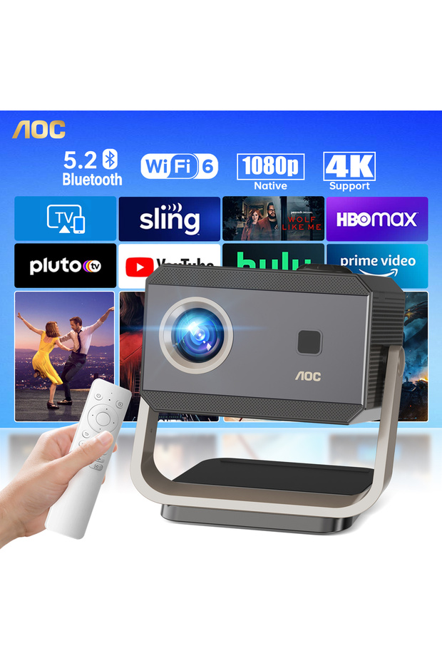 جهاز عرض محمول: يدعم دقة 1080p الأصلية ودقة 4K، سطوع 9000 لومن، تصحيح الانحراف التلقائي، للألعاب