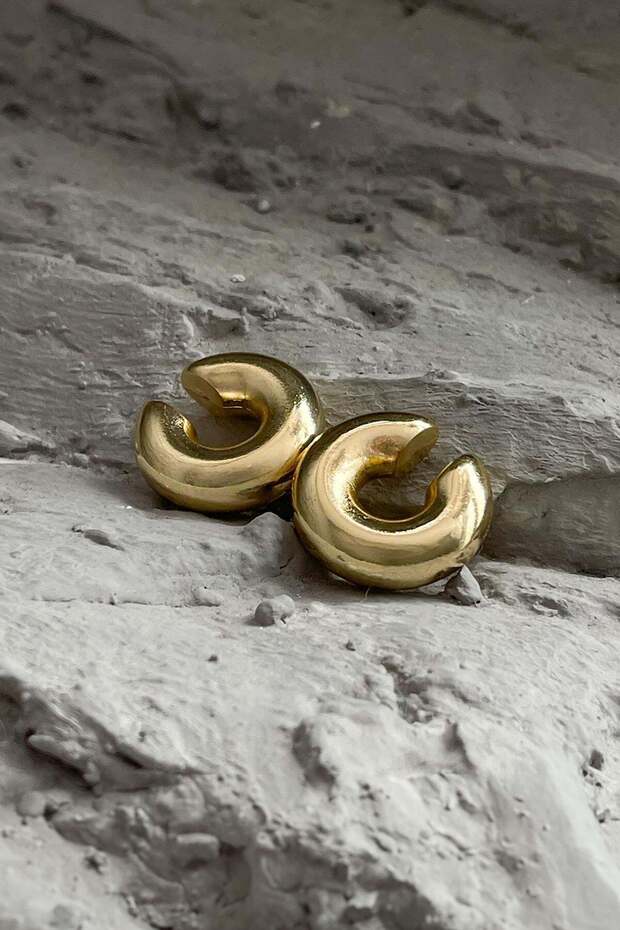 No Pierced Bomb Earrings Gold Yellow