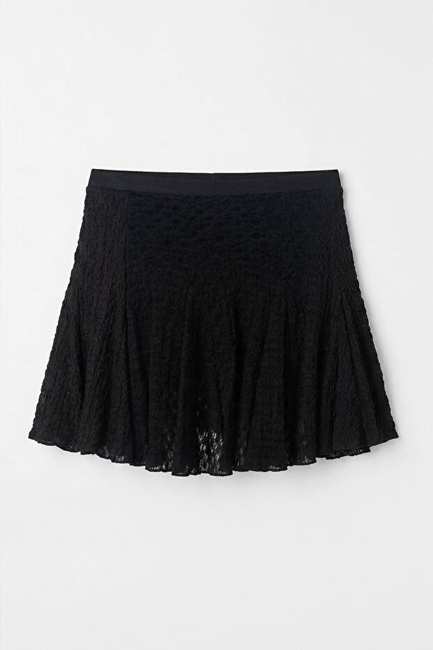 Volanlı Dantel Mini Şort Etek - 2