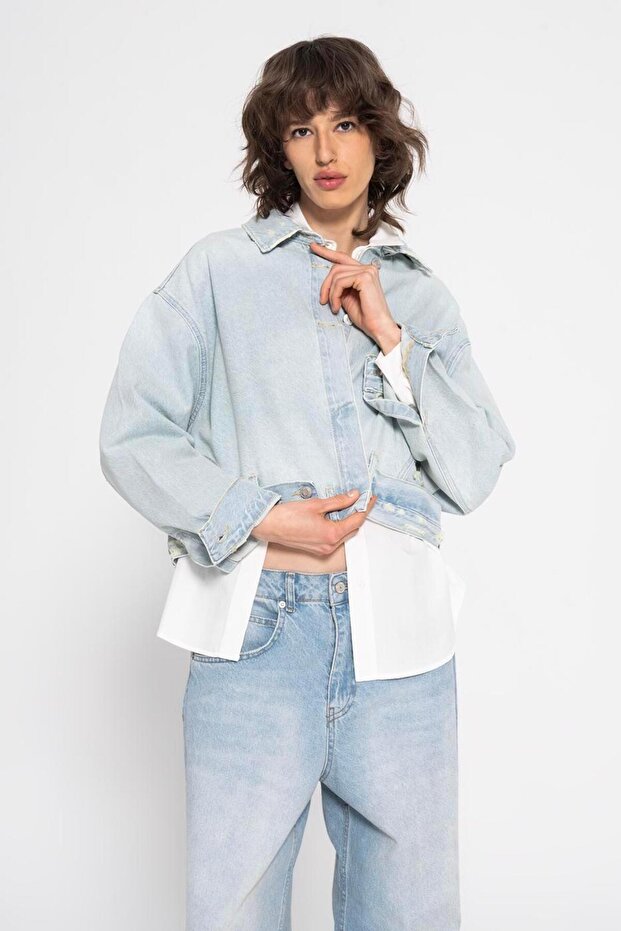 Yıpratmalı Denim Mont - 2