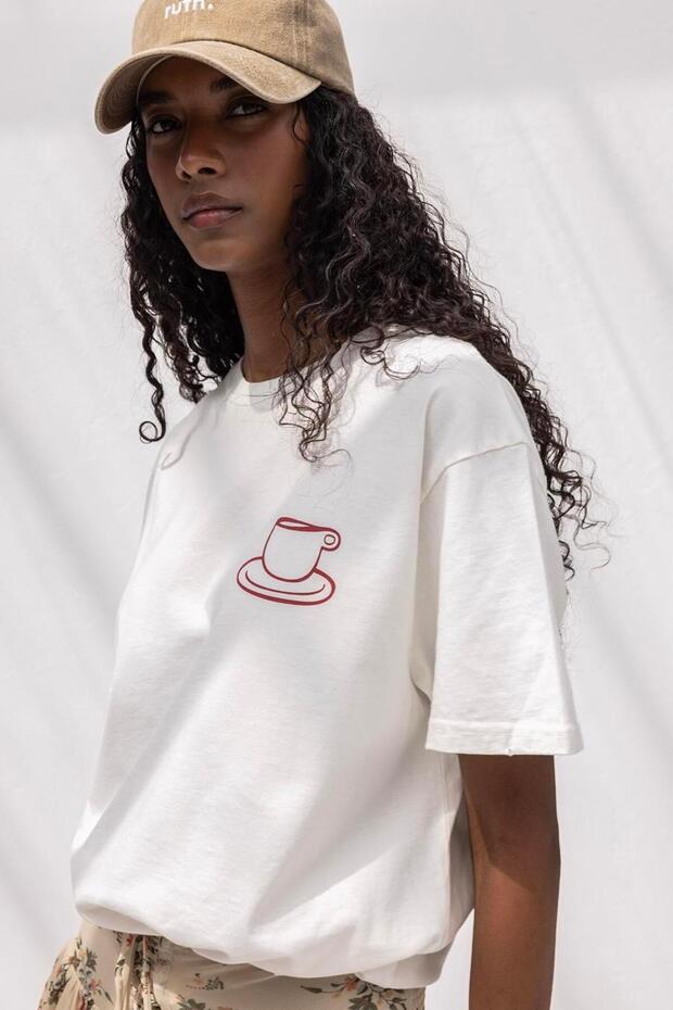 Oversize Baskılı Tshirt - 1