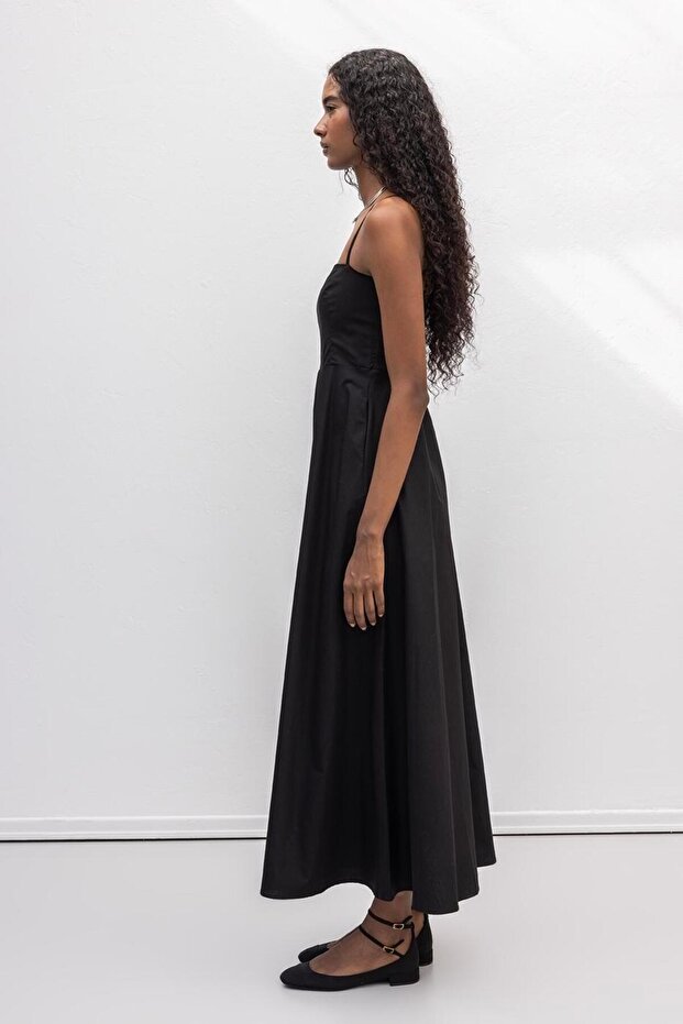 Askılı Volanlı Midi Elbise - 7