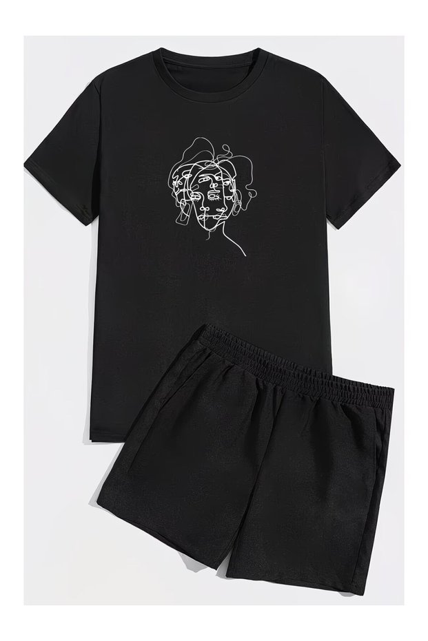 Men's T-Shirt Shorts - T-Shirt with Shorts Bottom Top Set a Printed Crew Neck