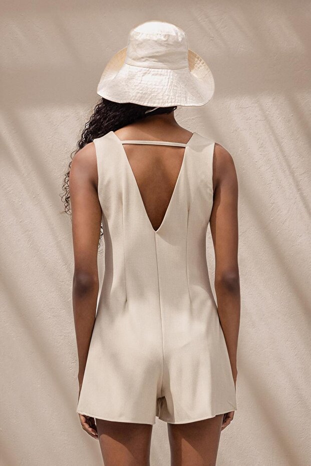 V Yakalı Mini Tulum - 6