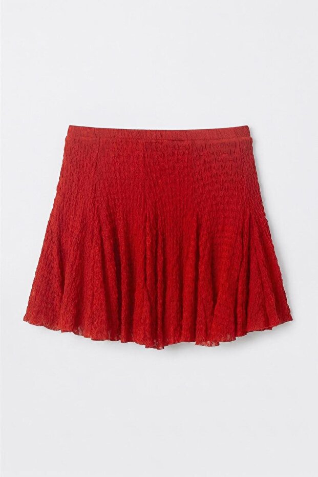 Volanlı Dantel Mini Şort Etek - 2