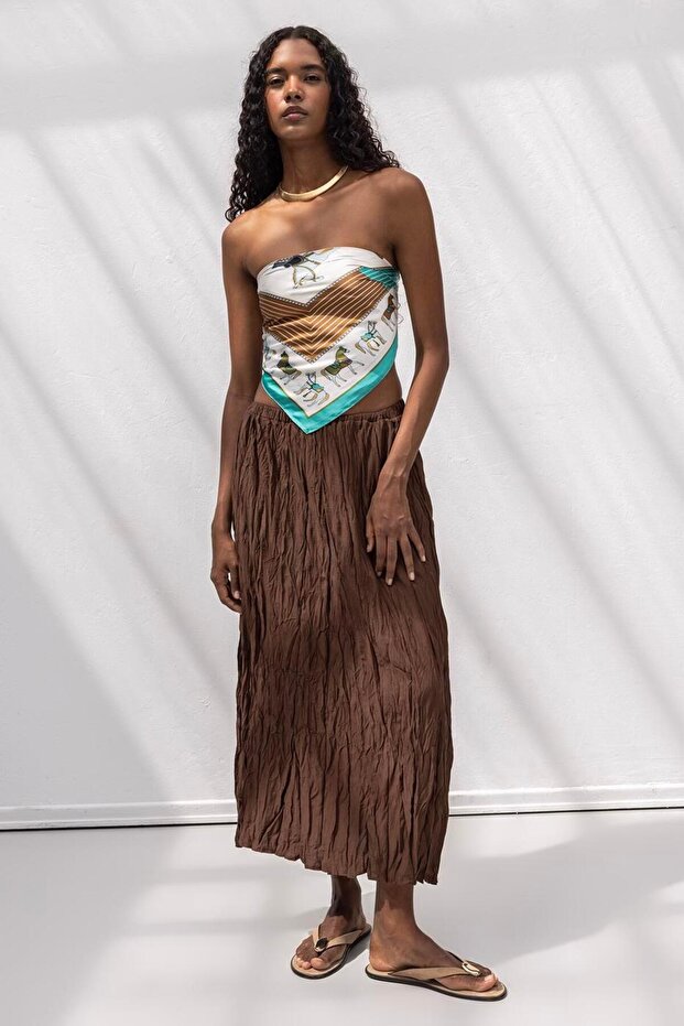 Crashlı Midi Etek - 4