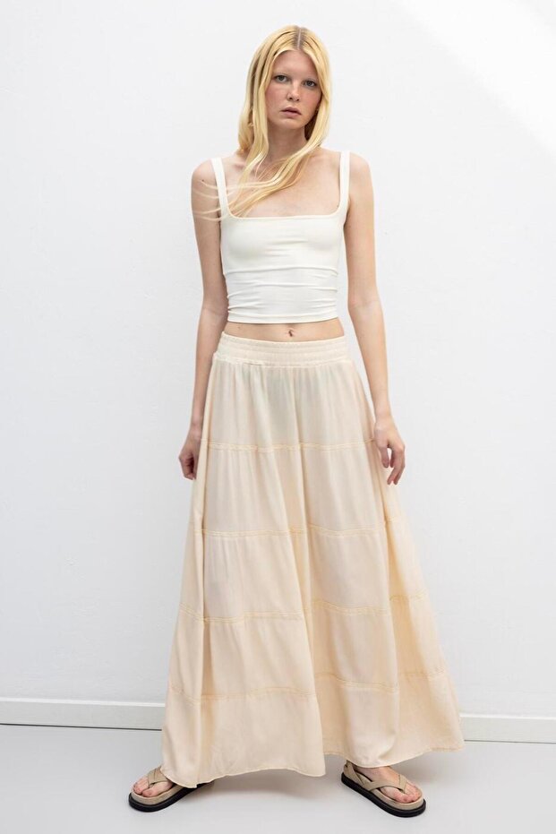 Katlı Maksi Etek - 3