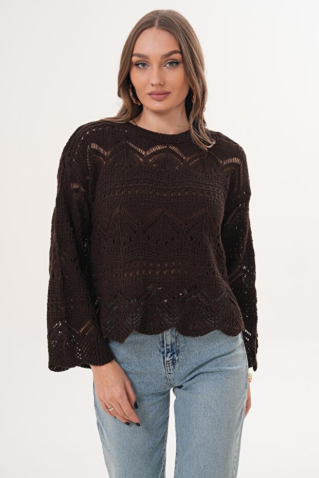 Women's Zigzag Patterned Knitted Sweater 260468 - 265269