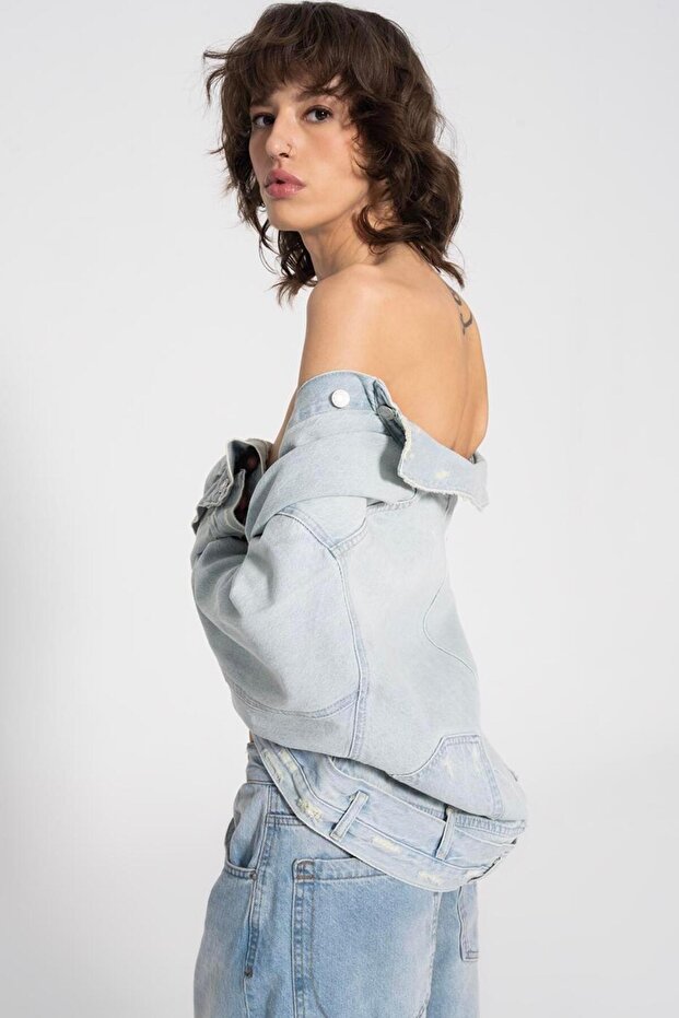Yıpratmalı Denim Mont - 3