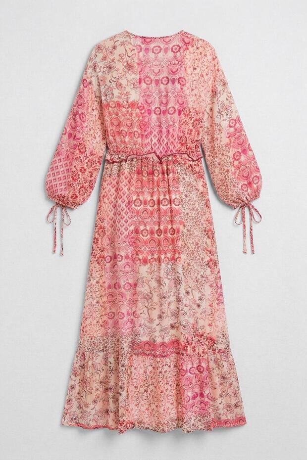 Fırfırlı Oversize Midi Elbise - 2