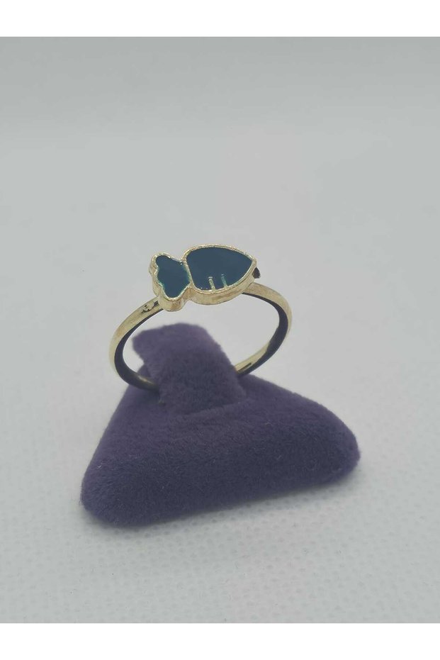 Carrot Figured Steel Children's Ring with Colorful Enamel Embroidery, Yellow Gold Color Plated, Adjustable Size