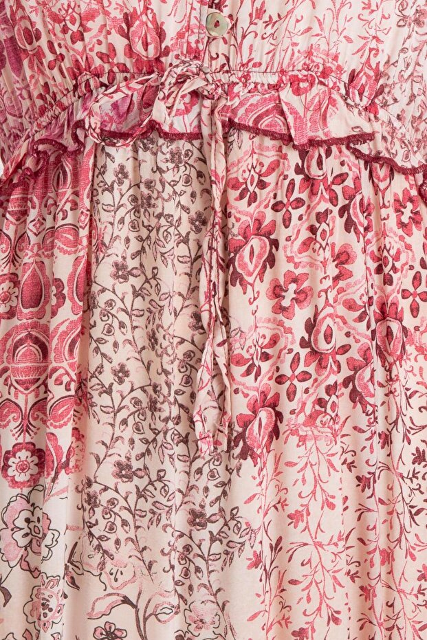 Fırfırlı Oversize Midi Elbise - 3