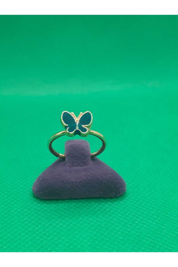 Butterfly Steel Children's Ring with Colorful Enamel Embroidery, Yellow Gold Color Plated, Adjustable Size