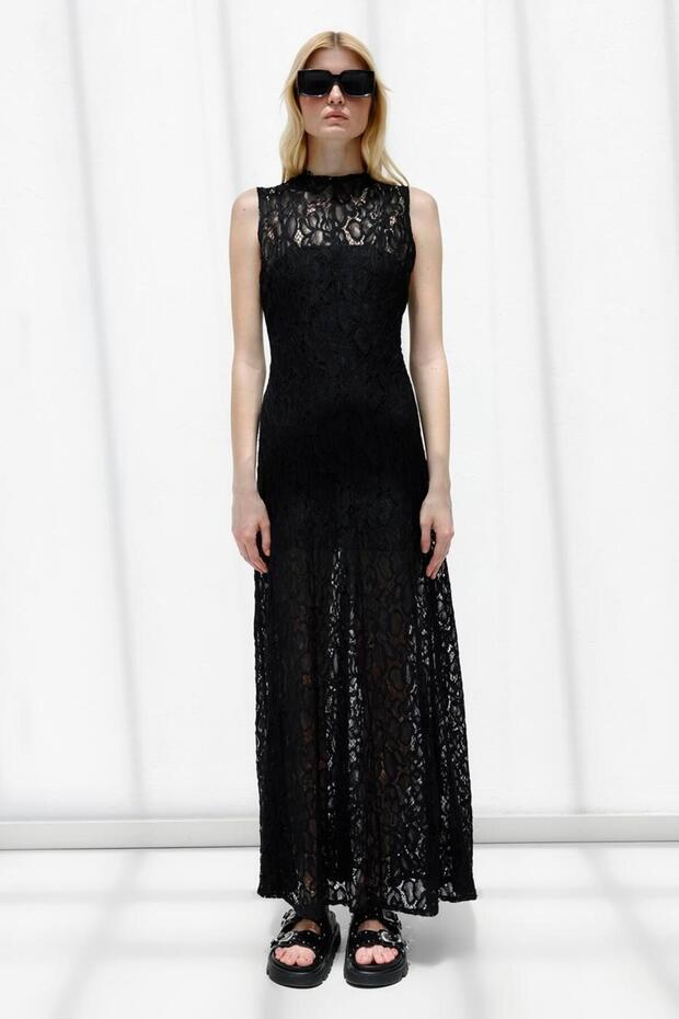 Dantel Maksi Elbise - 5
