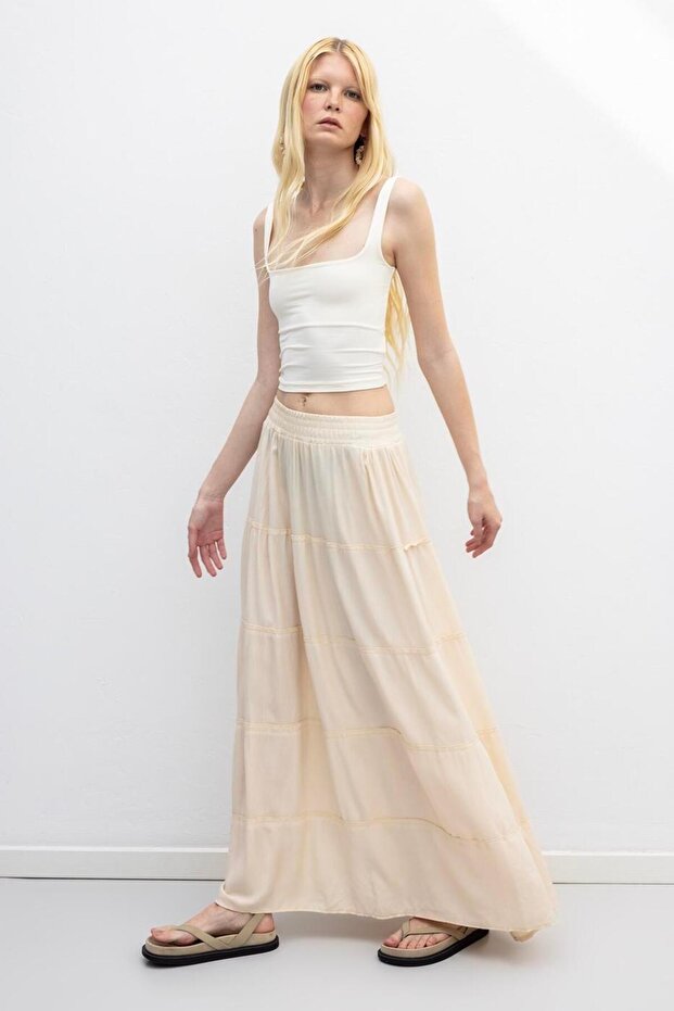 Katlı Maksi Etek - 1