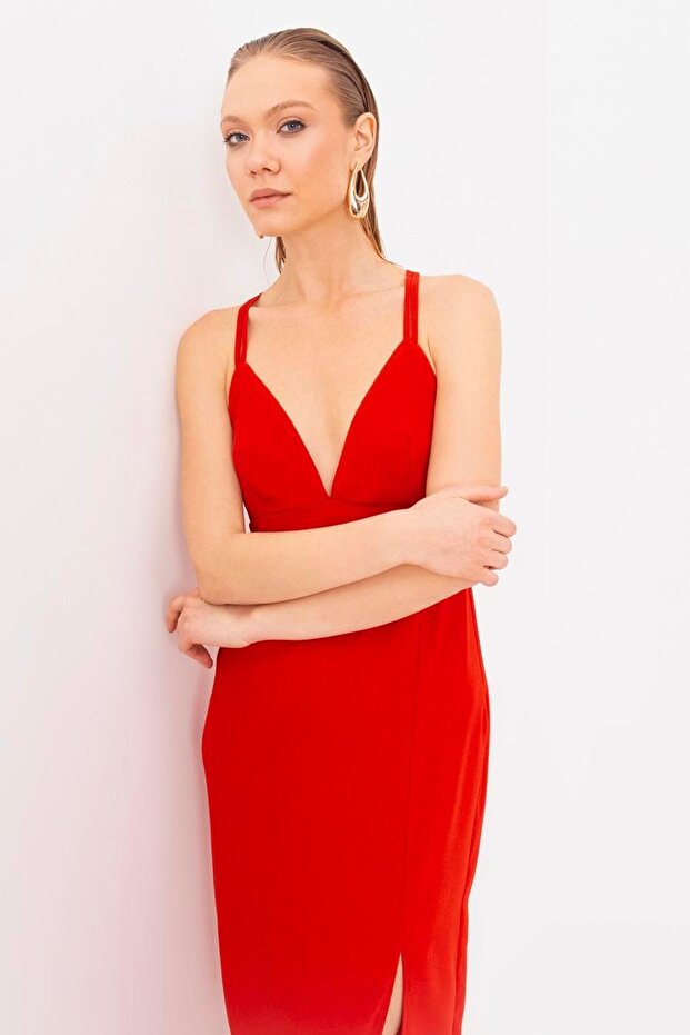 Askılı Midi Elbise - 5