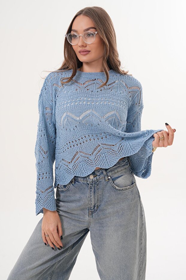 Women's Zigzag Patterned Knitted Sweater 260468 - 265269