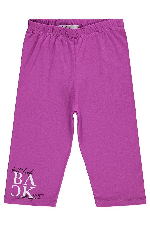 Girl's Back Printed Leggings for Ages 10-13 - Lilac