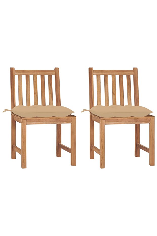 Garden Chairs 2 pcs with Cushions Solid Teak Wood