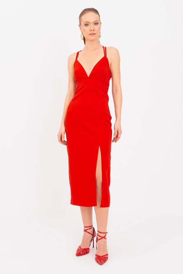 Askılı Midi Elbise - 4