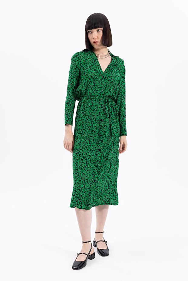 Midi Boy Gömlek Elbise - 5