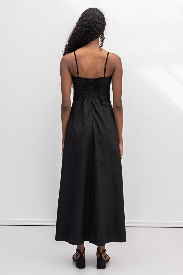 Askılı Volanlı Midi Elbise - 5