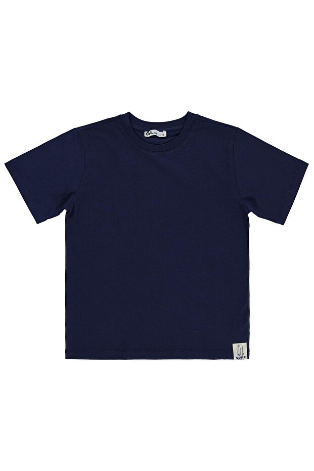 Basic Surf Label T-Shirt for Ages 6-9 - Navy Blue