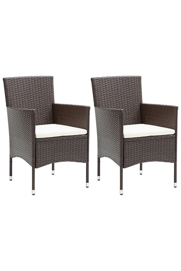 Garden Dining Chairs 2 pcs Poly Rattan Brown