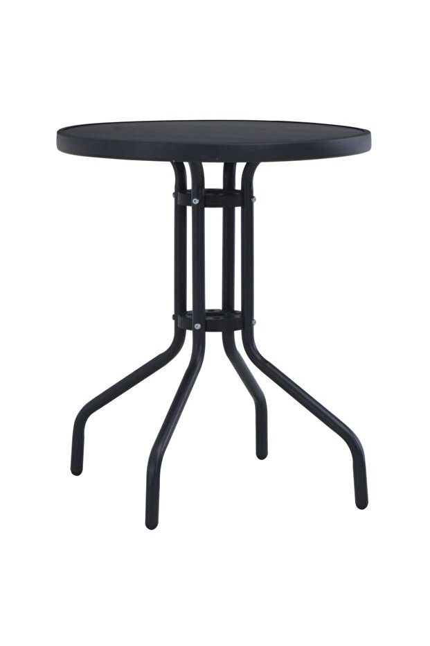 Garden Table Black 60 cm Steel and Glass
