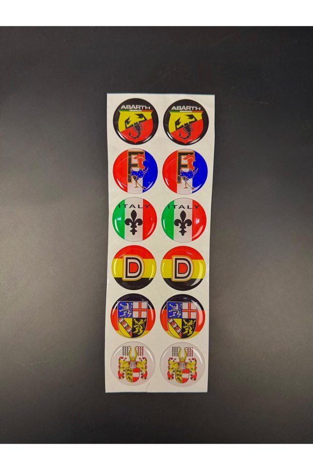 3D Epoxy Car Sticker Set – Abarth / Italy / Racing Logo Decorative Sticker (Set of 12)